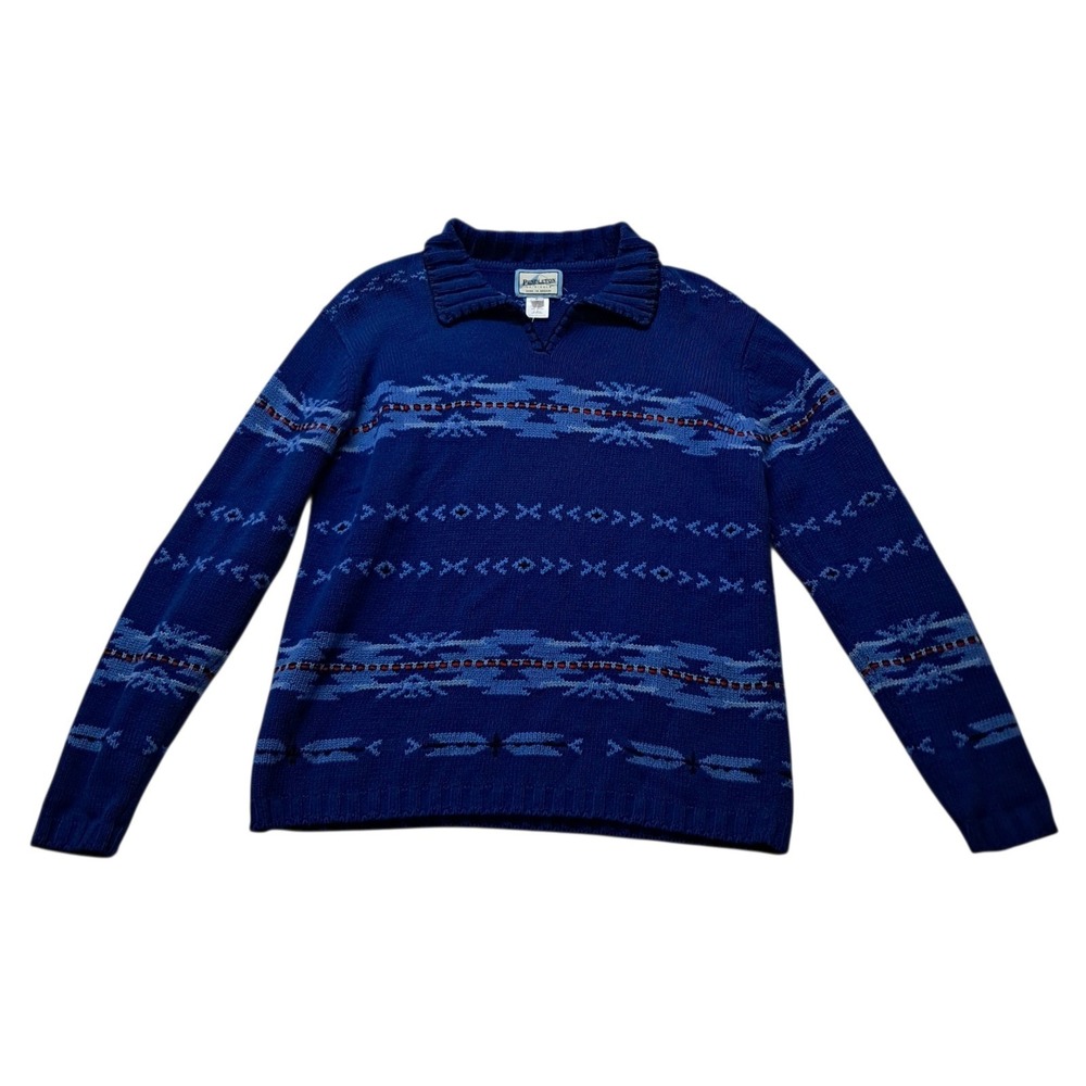 Pendleton Blue Patterned Sweater With Collar - image 4
